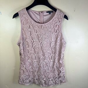 Adrianna Papell‎ Womens Lace Lined Dressy Pale Pink Top Size Large Formal